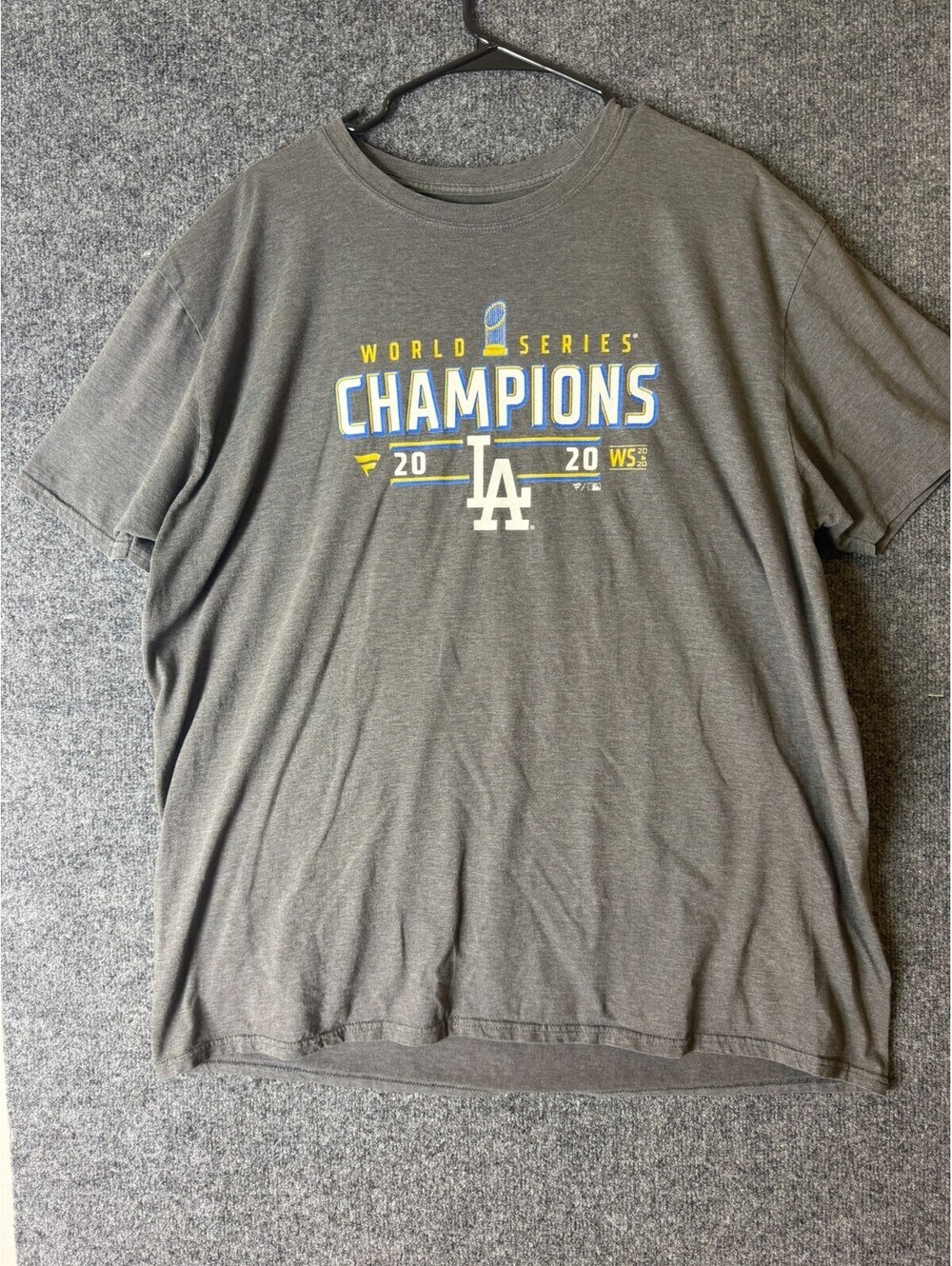 Fanatics Los Angeles Dodgers 2020 World Series Champions Shirt Mens 2XL Gray Tee